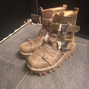 Genuine Leather Boots Skull Motorcycle Boots